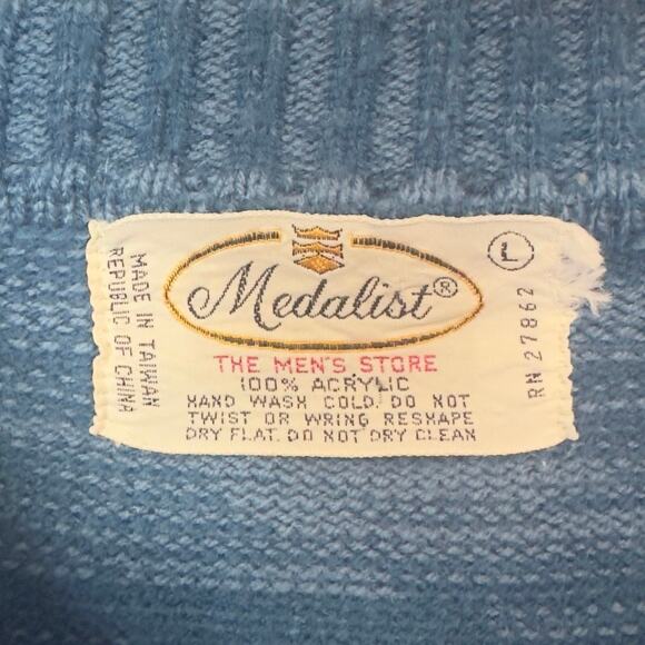 Vintage Medalist Men’s Store Full-Zip Sweater Size L Geometric 70s 80s Grandpa - Picture 4 of 6